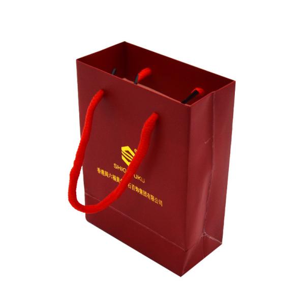 Eco Friendly Custom Paper Shopping Bags 210gsm Craft Gold Foil With Cotton Rope