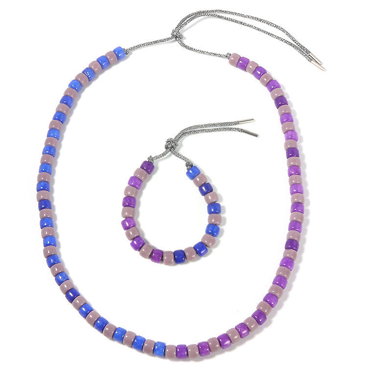 Lucky Color Forte Beads Bracelet In Purple Blue And Gray As Birthday Gift