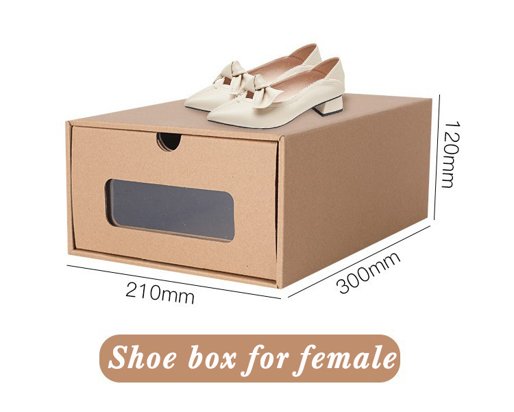Kraft Drawer Cardboard Clothing Packaging Corrugated Shoe Box With Partial Window