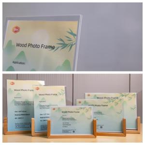 China Custom Acrylic Picture Frame With Real Wood Base Clarity Photo Display SM017 on sale