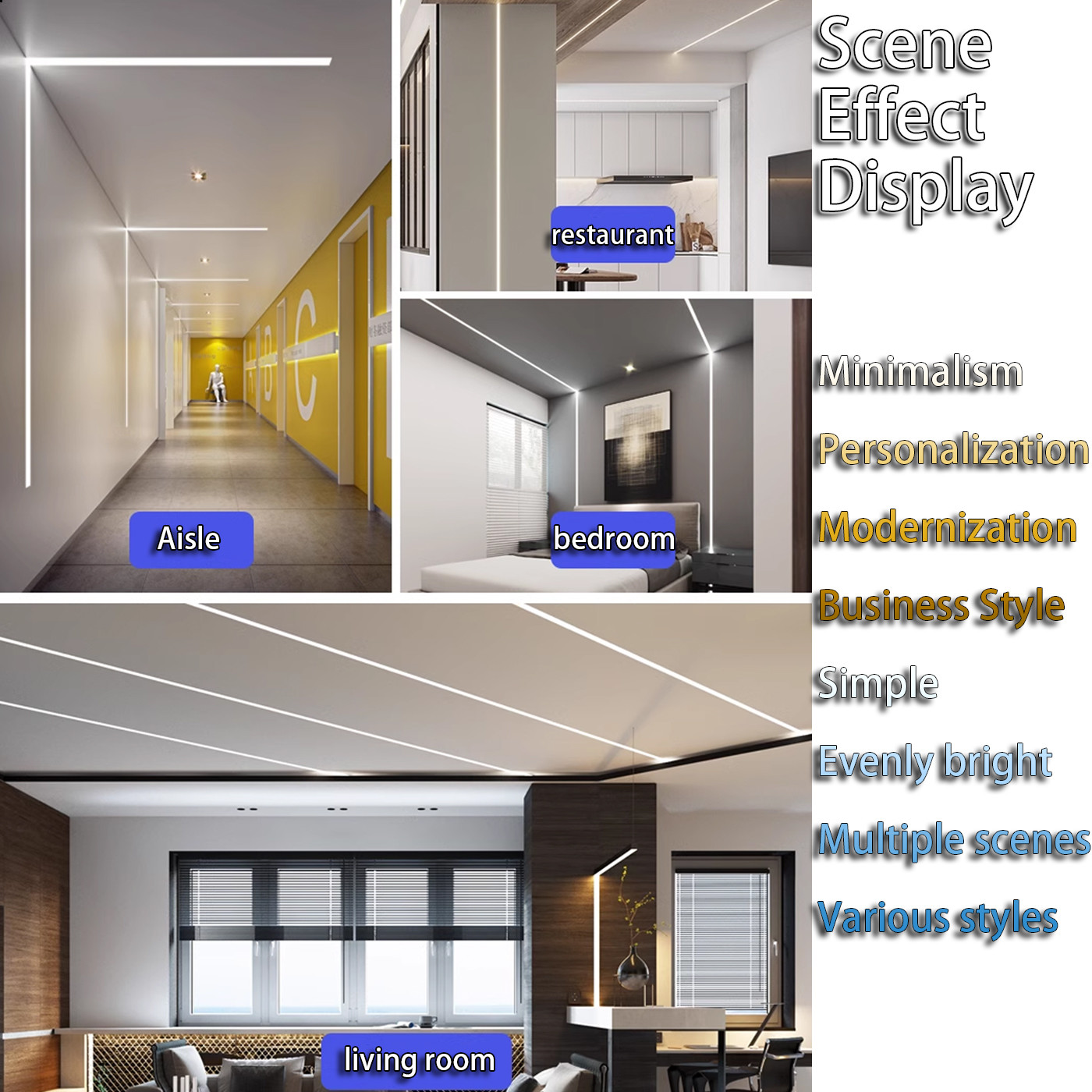 24V Three-Color LED Light Strip Low Voltage No Flicker Ceiling Linear Light 8mm Wide Ultra-Thin Self-Adhesive Light Strip