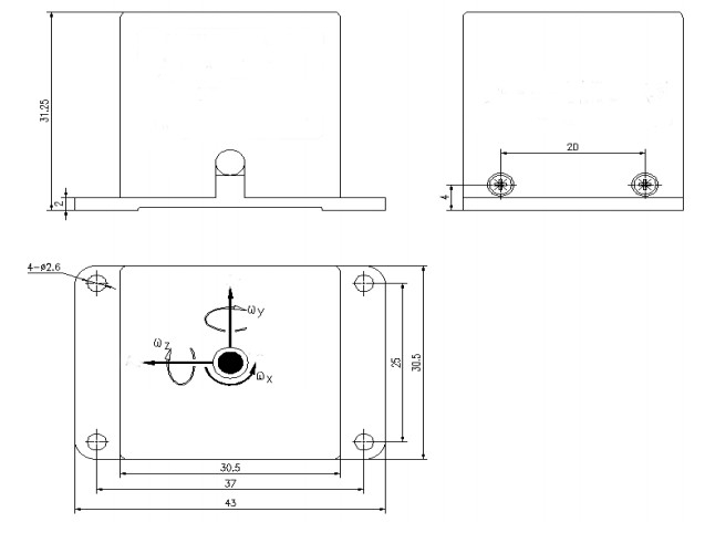 Three-axis gyroscope sensor for robot, Nonlinearity ≤0.05(%FR), zero-bias stability 12(°/h)