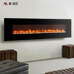 Wholesale 72inch Black Fan-Forced Wall Mount Electric Fireplace 1500Watt Heater Orange Flame from china suppliers