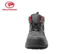 Split Breathable Mens Leather Steel Toe Boots Cow Leather With Red Mesh Anti