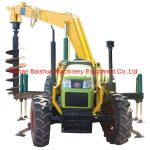 Tractor Mounted Electrical Pole Planter in Thailand
