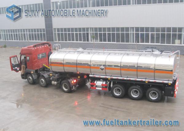 Ammonium Mitrate Oxidatioin Fuel Tank Trailer , 28000L 3 Axle Stainless Steel