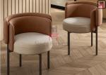 Double Layer Back Upholstered Arm metal Chair For Coffee Shop