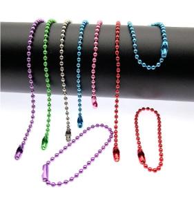 Wholesale Colorful 120mm Long Mixed Color Metal Adjustable Antiqued Ball Chain with Bead Connector Clasp Keychain from china suppliers