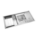 Chromium Single Bowl Square Handmade Kitchen Sink With Knife Shelf