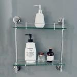 Scratch Resistant Bathroom Accessories Shelves Double Corner Glass Shelf