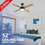 1stshine Home Office LED Ceiling Fan with Thin Wood Blades and Remote 1stshine