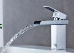 Waterfall Square Spout Bathroom Basin Faucets ROVATE With Single Hole