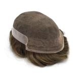 Mens Toupee French Lace Front Hairpiece Poly Skin PU Hair System Replacement OCT