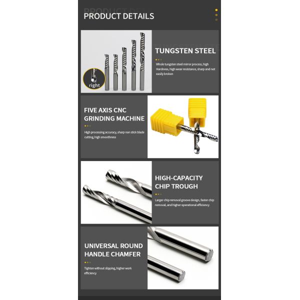 Manufacturing Single 1 Flute up Cut Bit Fresa Spiral Milling Cutter CNC Router Bit Endmill Carbide for Acrylic PVC MDF Wood