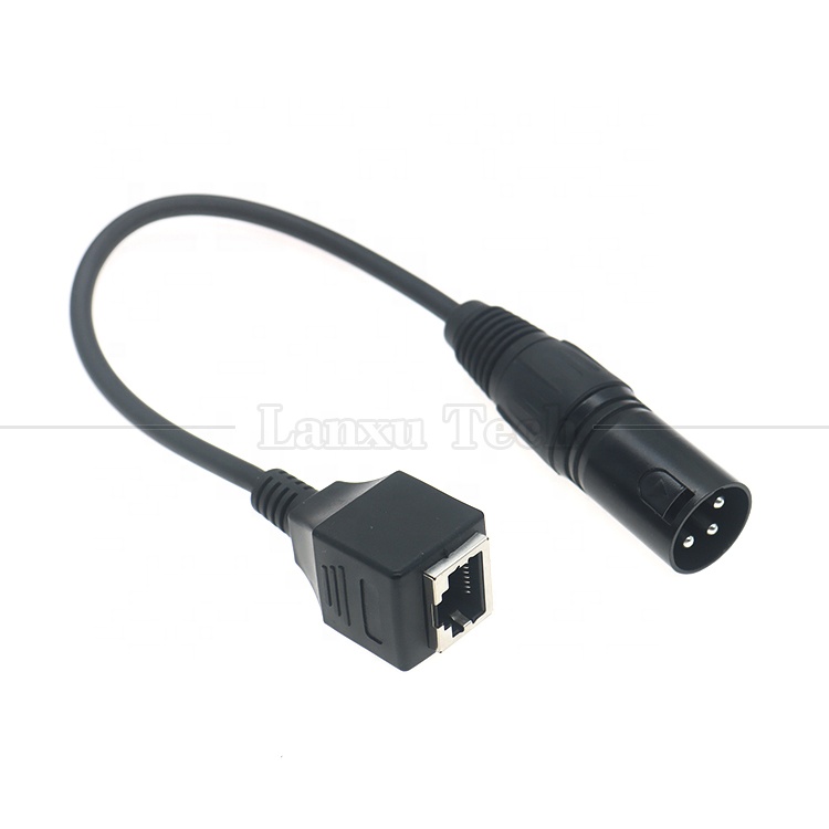 XLR 3 Pin Poles Male Female to RJ45 Female Cat5 Network Ethernet Adapter Cable for Led Audio DMX CON Controller