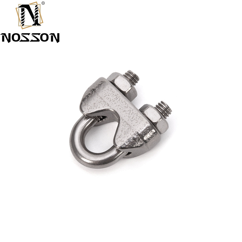 304 Stainless Steel Stocked 4.6mm DIN741 Wire Rope Clip for Double Pipe Clamps Metric Measurement System OEM Customized