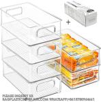 Stackable Refrigerator Organizer Bins, 6 Pack Clear Kitchen Organizer Container
