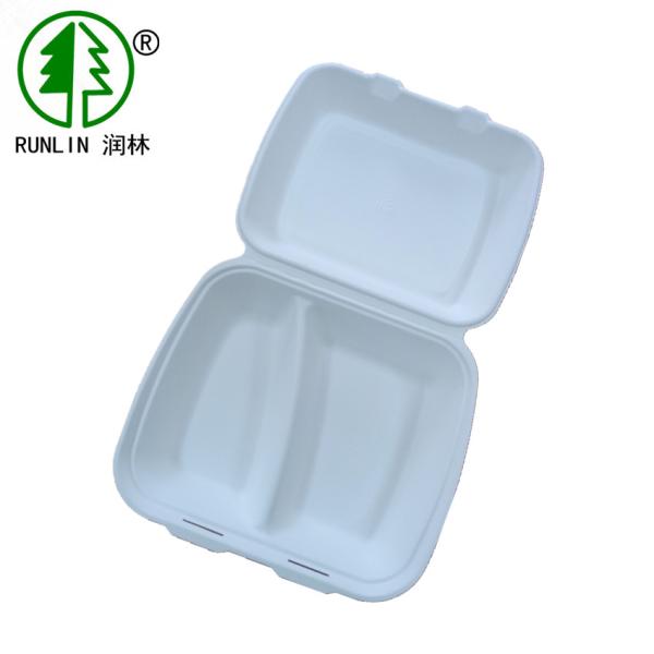 9inch X 7inch Bagasse Clamshell Box 2 Compartments Eco Friendly Clamshell