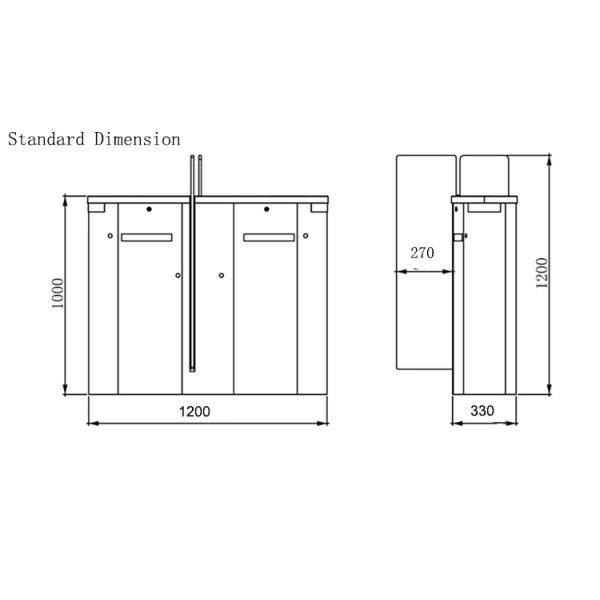 BLDC Motor Access Control Barriers AC100V Full Height 270mm Arm