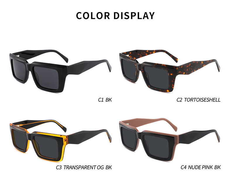 Unisex TAC Lens Square Acetate Sunglasses Thick Frame Two Colors