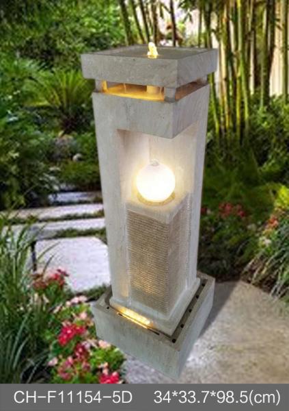 Light Ball Marble Effect Wood Rattan Garden Fountain