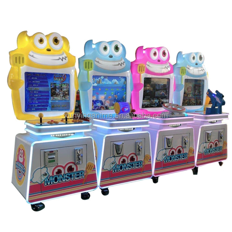 19 inch kids indoor coin operated fishing driving car shooting parkour game machine