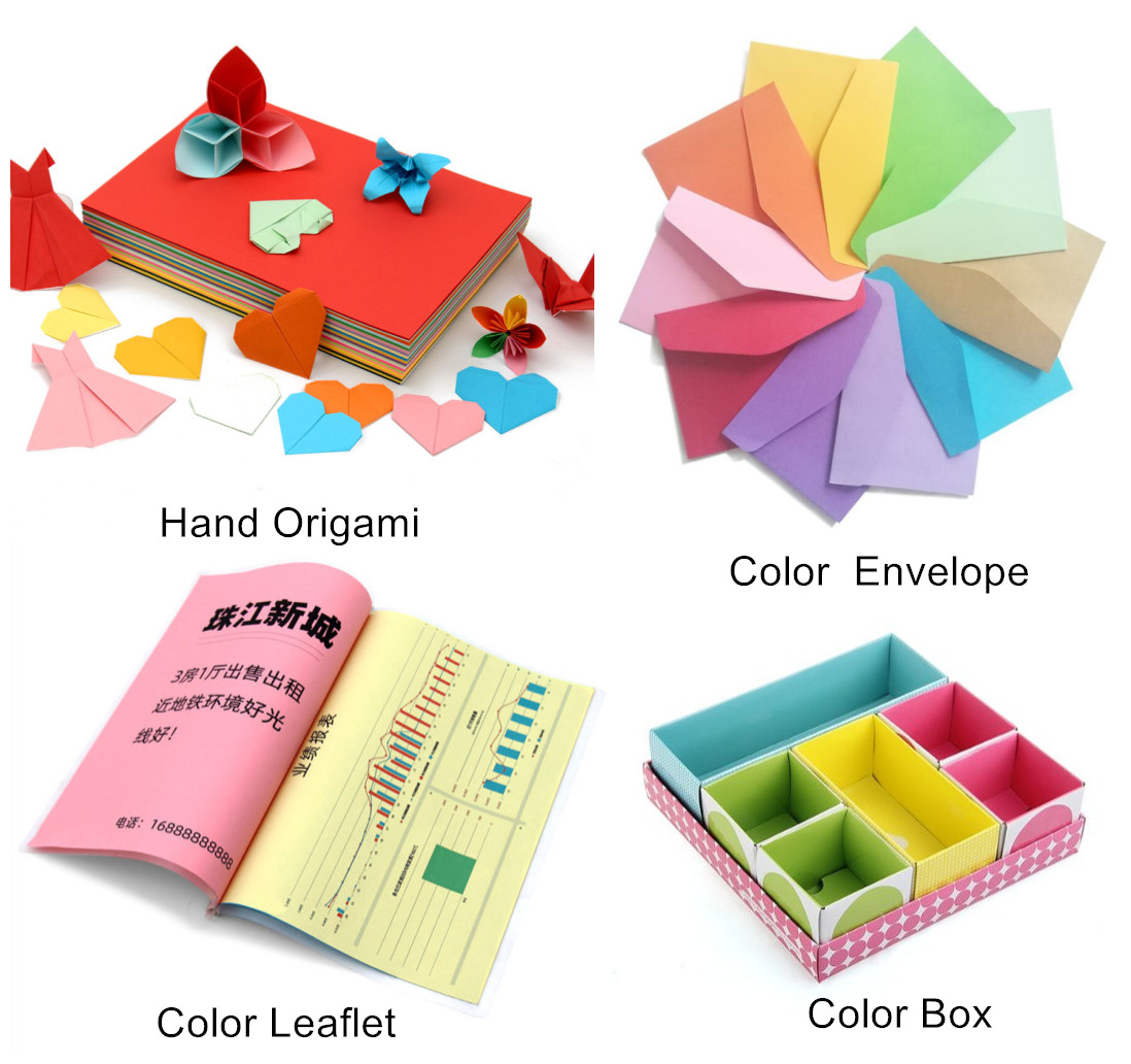 80gsm Blue Pink Yellow Green Bristol Color Paper For Wood Free Offset Printing