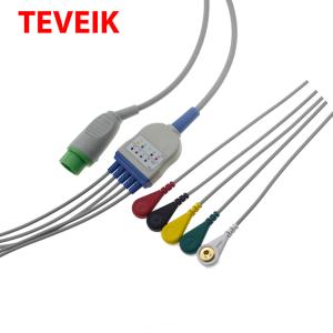 Wholesale AHA Round 12 Pin Snap Button 5 Lead Kontron ECG Cable from china suppliers