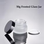 Stock Luxury Skin Care Glass Jar 50g Empty Frosted Cosmetic Packaging with Black