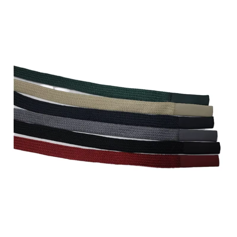 Silicone Tips Hoodie Drawstring Custom Polyester Braided Flat Cotton Cord For Clothes