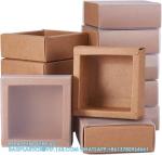 Square Brown Kraft Boxes Heavy Duty Paper Gift Box With Clear Windows 3.3x3.3x1