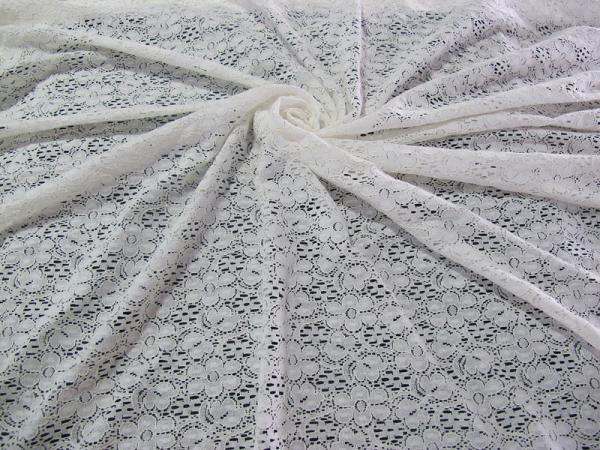Quality Ivory Floral Cotton Nylon Lace Fabric With AZO Free Dyeing For Lady Dress CY-DK0029 for sale