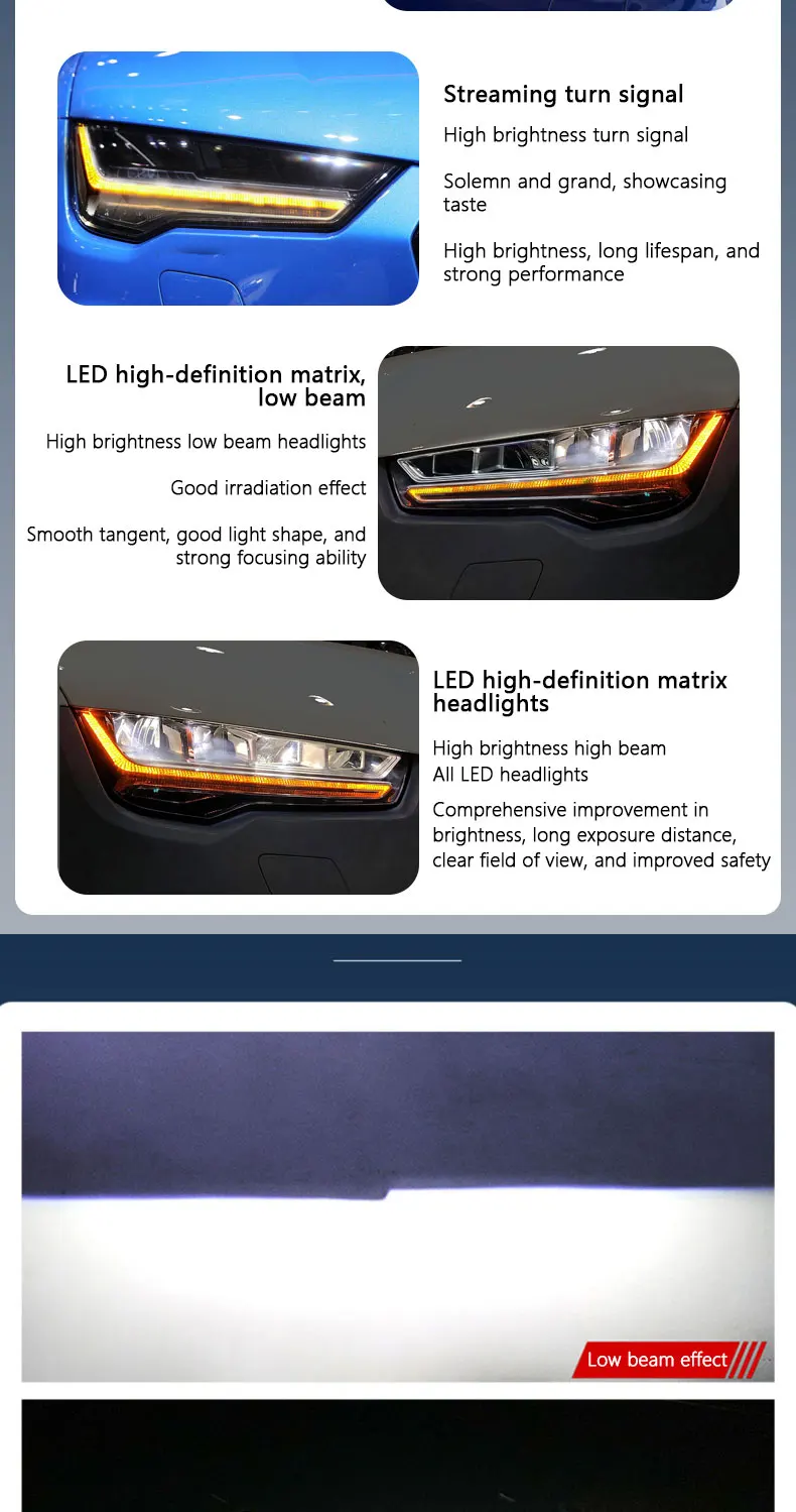 Matrix Headlight Assembly For Audi A7 Modification 2011 To 2018 All LED Old To New Head Front Light Flow Light Steering