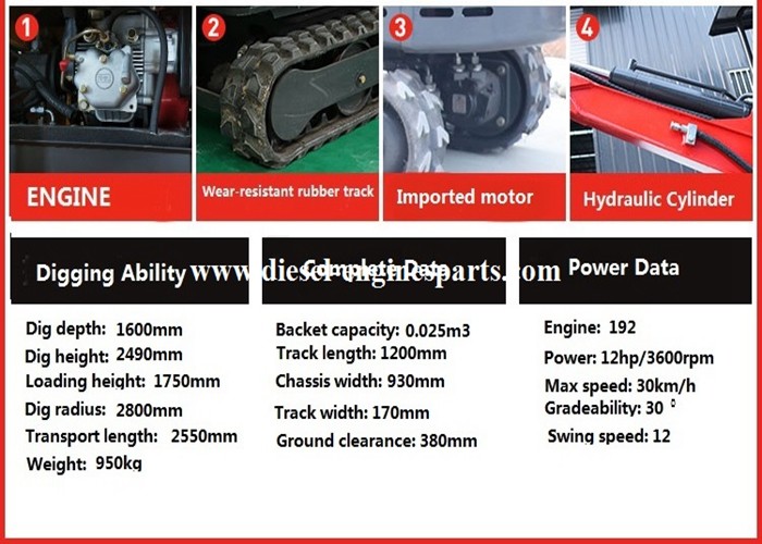 Diesel Engine Small Crawler Excavator Wear Proof Portable Mini Excavator