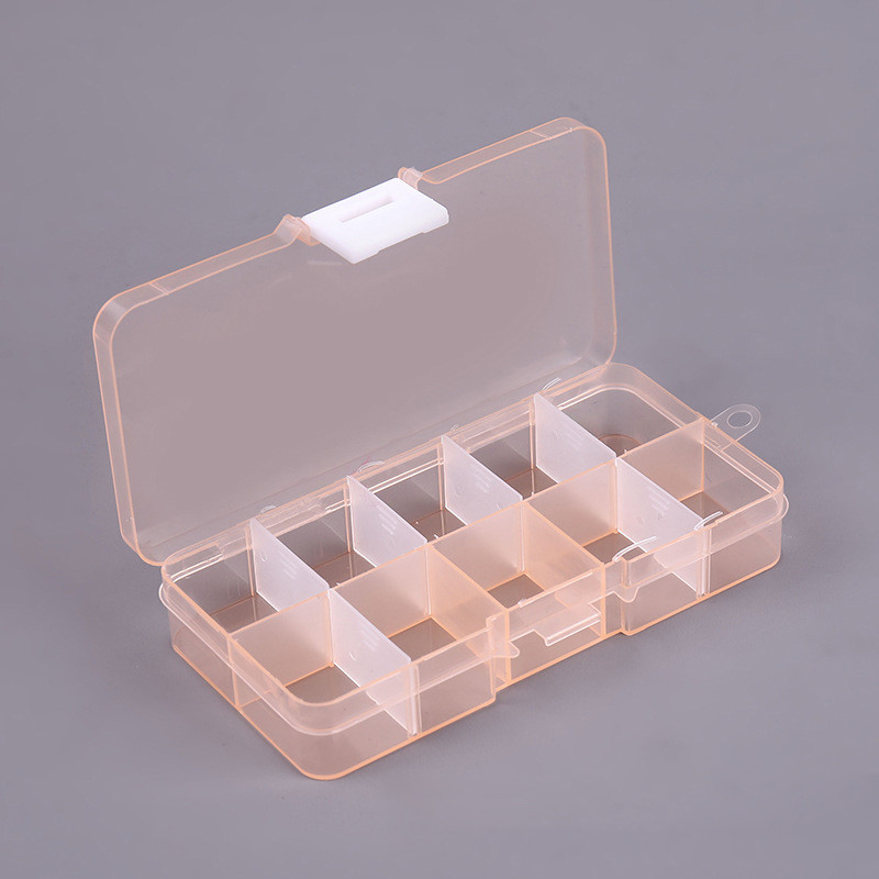 Orange 10 Grid Plastic Storage Box Removable Divider Organizer