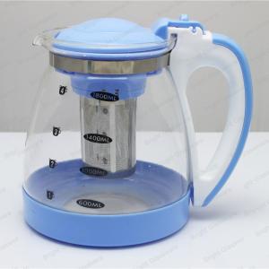 China Eco-friendly food grade heat resistant glass teapot with filter, glass water bottle with handle on sale