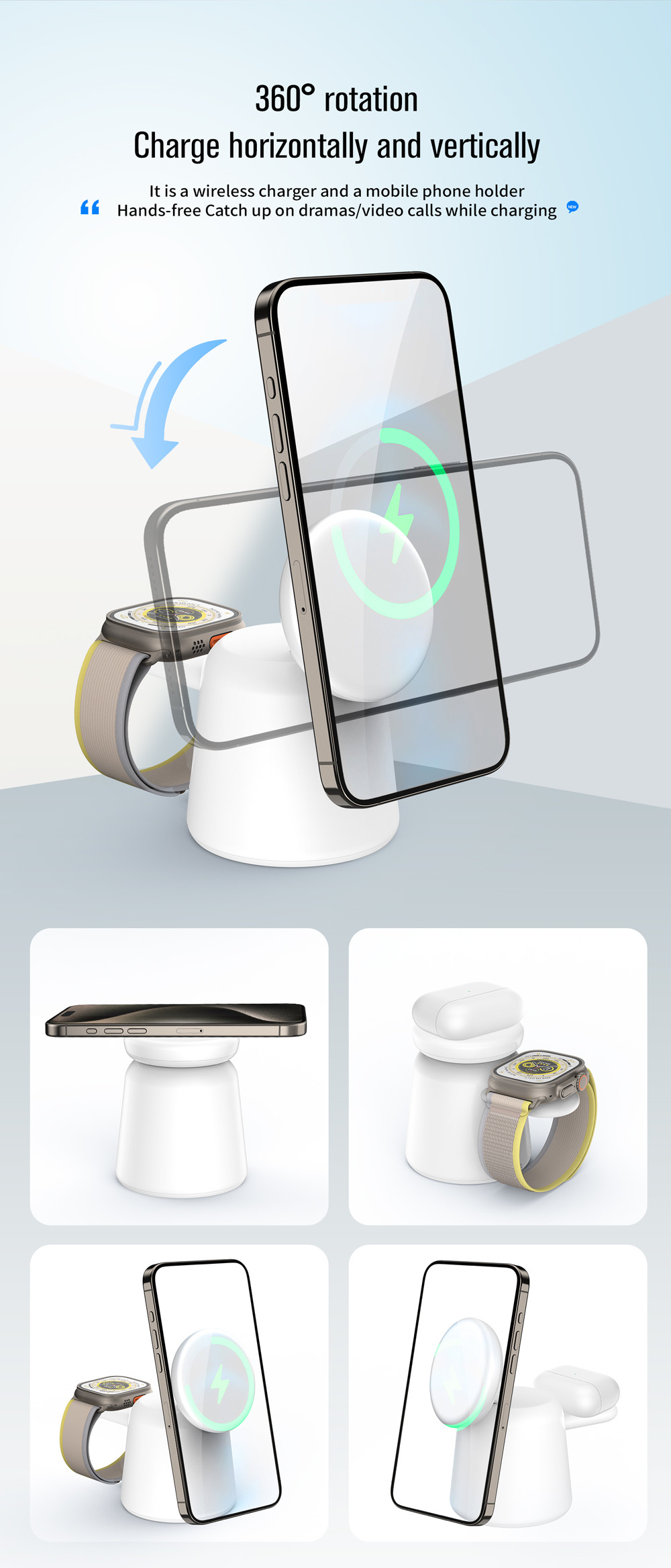 3 In 1 QI Wireless Charger The Ultimate Charging Solution for Your Qi-enabled Devices