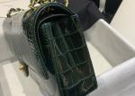 Classic Style Green Croc Crossbody Bag , 25.5cm Crocodile Skin Shoulder Bag