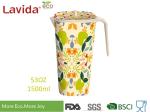 Bamboo Melamine Water Jug , 1500ml PP Beverage Jar Durable Square Eco - Friendly