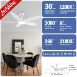 DC Motor 5 ABS Blades Ceiling Fan , White 3 Color Led Light Decorative Ceiling