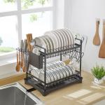 2 Layers Removable L38.5cm Steel Kitchen Basket Rack