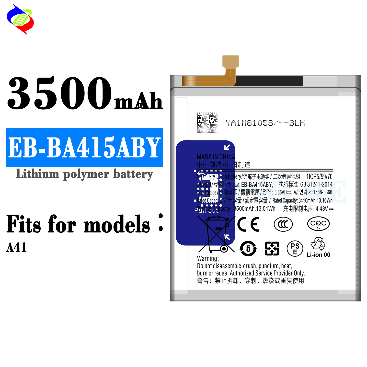 EB-BA415ABY for Samsung Galaxy A41 A415F 3500mAh Battery Capacity 3000mAh-3500mAh