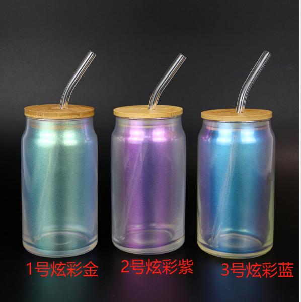 Color Glass Cups With Lids And Straws 18oz Borosilicate Glass Iced Coffee Cups
