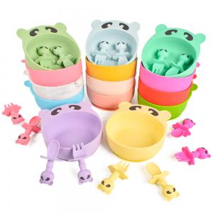 China Heatproof Baby Feeding Tools Reusable , Practical Silicone Bowl And Spoon on sale