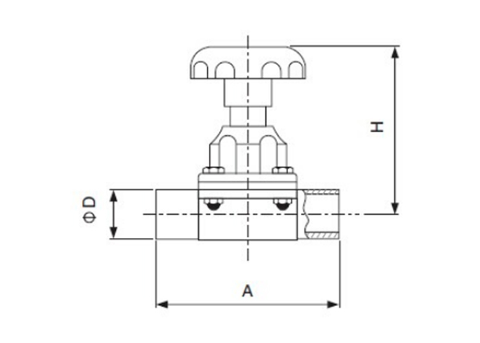 Dimension of Sanitary Welded Diaphragm Valve – 3A Series