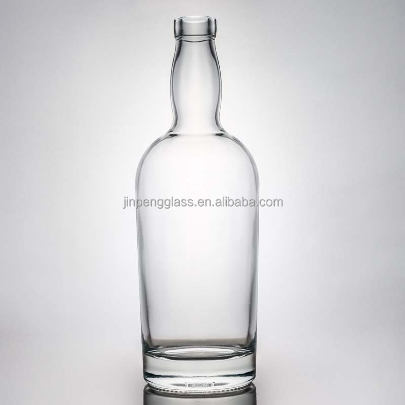 Glass Collar Vodka Whisky Gin Rum Bottle 375 ml 500 ml 700 ml 750 ml 1000 ml with T Cork