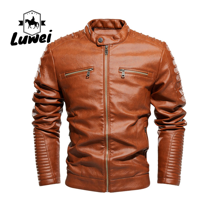 Winter Jaket Wholesale Retro Windbreaker Utility Black Blank Crop Parka Stand Collar Pu Leather Motorcycles Jaket