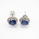 Sterling Silver 8mm Round Green Cubic Zirconia Earrings (JRE055)