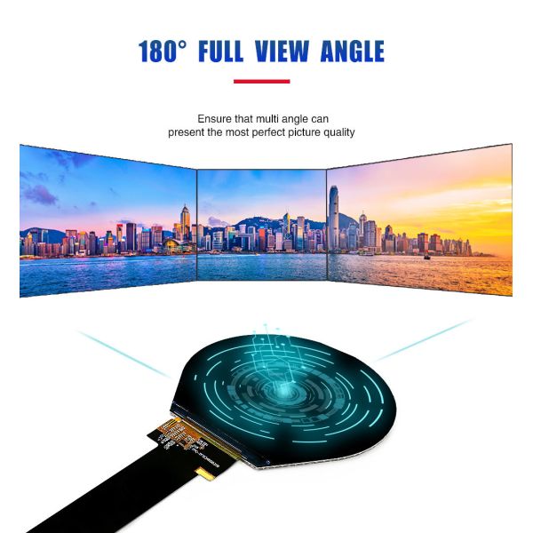 3.4 Inch Circular TFT LCD Display 800x800 Resolution IC JD9365DA MIPI LCD Module