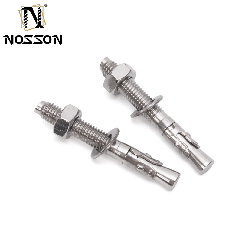 Metric DIN Standard Wall Mounting Double Head Bolt Through Bolts with 304 Stainless Steel Hexagon Screws and Nuts Set